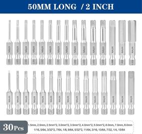 img 3 attached to 🔧 Versatile 30-Piece Hex Head Allen Wrench Drill Bit Set with Magnetic Tips - Metric and SAE, S2 Steel Hex Bits, 1/4 Inch Hex Shank - 50mm Long