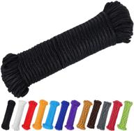 π² perkhomy 90 ft 1/4 inch (7mm) nylon poly rope: flag pole, clothes line, camping utility - strong & versatile knot-tie, pull, swing, climb (black) logo