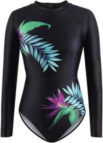 img 4 attached to 🌺 Kisscynest Women's Floral Printed Long Sleeve UV Protection Rash Guard – Ultimate Coverage in One Piece