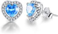 💎 925 sterling silver heart stud earrings with 18k gold plating, birthstone & cubic zirconia | hypoallergenic earrings for women, girls, mom, wife & girlfriend - ideal birthday gifts logo