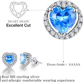 img 2 attached to 💎 925 Sterling Silver Heart Stud Earrings with 18K Gold Plating, Birthstone & Cubic Zirconia | Hypoallergenic Earrings for Women, Girls, Mom, Wife & Girlfriend - Ideal Birthday Gifts