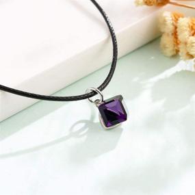 img 1 attached to 🖤 Swiss Elements Crystal Black Leather Choker Necklace with Cat Eye Jewels – Stylish Square Cube Pendant for Women and Girls