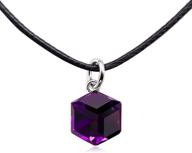 🖤 swiss elements crystal black leather choker necklace with cat eye jewels – stylish square cube pendant for women and girls logo