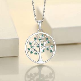 img 1 attached to 🌳 YL 925 Sterling Silver Tree Necklace: Tree of Life Pendant with Gemstone, White/Rose Gold Plated Jewelry