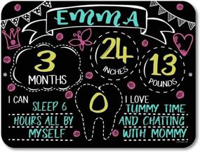 img 3 attached to Honey Dew Gifts Chalkboard Style Monthly Milestone Photo Prop - 9x12 Tin Sign with Hang Holes & Liquid Chalk Marker Customization