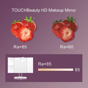 img 2 attached to 💄 TouchBeauty Trifold LED Makeup Mirror - Compact & Ultrathin with 7X/3X/2X/1X Magnification - Rechargeable Vanity Mirrors