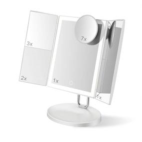 img 4 attached to 💄 TouchBeauty Trifold LED Makeup Mirror - Compact & Ultrathin with 7X/3X/2X/1X Magnification - Rechargeable Vanity Mirrors