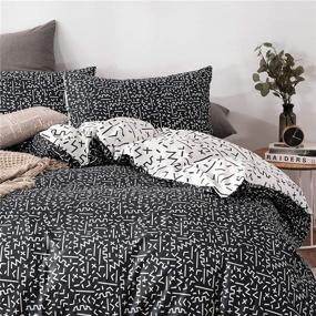 img 4 attached to Mertrago King White Duvet Cover Set: Stylish Black Geometric Design, 100% Cotton, Zipper Closure - Hotel Quality, Soft & Durable Bedding Set
