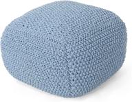 joyce knitted cotton square pouf logo