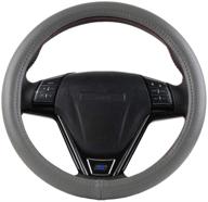 🚗 premium grey genuine leather steering wheel cover for men with silica gel liner - ensures a firm grip while driving logo