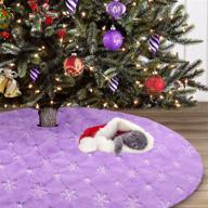 🎄 stylish lavender fur christmas tree skirt: 36 inch purple faux fur & silver sequin snowflake design for indoor/outdoor holiday party decor & tree mat logo