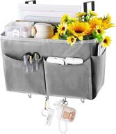 grey retyion bedside storage bag - multi-function hanging organizer caddy with 4 hooks for headboards, bunk beds, and hospital beds логотип