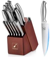 🔪 imarku 15-pieces high carbon german steel knife set with block and built-in sharpener - sleek silver kitchen knives set logo