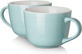 img 4 attached to DOWAN Turquoise Wide Mouth Porcelain Cappuccino Mug