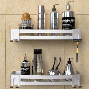 img 3 attached to Vdomus No-Drilling Shower Shelf 2-Pack: Rustproof Aluminum Bathroom Storage-Organizer with Razor Hooks - Efficient Bathroom Storage Solution