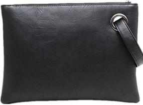 img 4 attached to 👜 Stylish Vegan Envelope Clutch Bag: PU Leather Handbag Perfect for Beach Holiday and Beyond