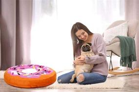 img 1 attached to 🐱 Donut Cat Bed & Small Dog Bed, Plush Orthopedic Foam Mattress, Indoor Pet Bed for Cats or Small Dogs, Cat Sofa with Washable Cover, Waterproof Lining, Cream Print