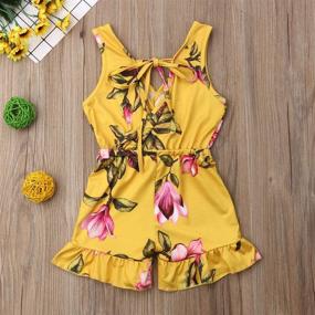img 1 attached to 🌸 Summer Toddler Kids Twins Baby Girl Floral Sleeveless Romper Jumpsuit Ruffle Outfits for Fashionable Style