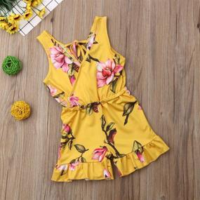 img 2 attached to 🌸 Summer Toddler Kids Twins Baby Girl Floral Sleeveless Romper Jumpsuit Ruffle Outfits for Fashionable Style