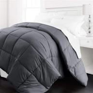 beckham luxury linens - full/queen gray lightweight all season luxury goose down alternative comforter - hotel quality comforter logo
