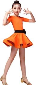 img 4 attached to Girls' Spandex Latin Rumba Samba Dance Dress for Happy Cherry Kids - Ballroom Dancewear