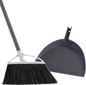 img 4 attached to 🧹 Radley & Stowe Angle Broom & Dustpan Set: Dual-Textured Bristles, Grey