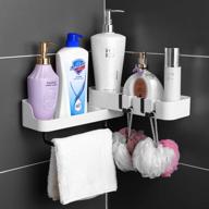 🚿 180° rotatable corner shower caddy: wall mounted organizer with towel bar, hidden hooks, and adhesive mount - no drilling needed logo