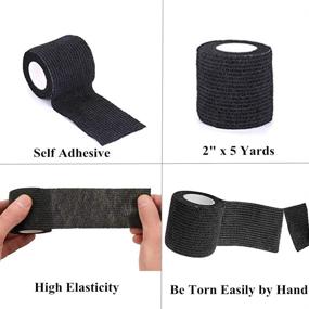 img 2 attached to 🖌️ Tattoo Grip Cover Wrap - Yuelong 24pcs 2” x 5 Yards Black Disposable Cohesive Tattoo Grip Tape Wrap Elastic Bandage Rolls Self-Adherent Tape for Tattoo Machine Grip Tube Accessories, Sports Tape