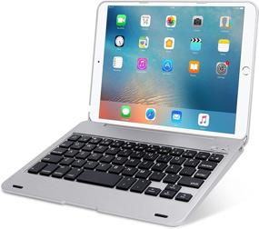 img 4 attached to 🔍 Silver ONHI Wireless Keyboard Case for iPad Mini 3/2/1 - Folio Flip Cover with Folding Stand, Silent Typing