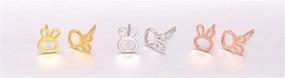 img 1 attached to Sterling Silver Bunny Rabbit Ear Studs: Delicate and Adorable Earrings for Girls