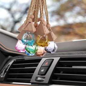 img 1 attached to 6ml Car Hanging Perfume Air Freshener Diffuser Kit with Colorful Diamond-Style Pendant and Wooden Caps - Set of 6, Including Funnel and Dropper