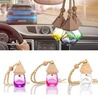 6ml car hanging perfume air freshener diffuser kit with colorful diamond-style pendant and wooden caps - set of 6, including funnel and dropper logo