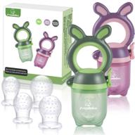 angelbliss baby fruit feeder pacifier - fresh food feeder, infant fruit teething toy for 3-24 months toddlers & kids - green/purple 2 pack, bpa free & cpc certified logo