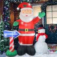 🎅 fashionlite 8ft christmas inflatable: santa claus yard decorations with workshop sign & led lights - xmas indoor/outdoor home garden family prop lawn decoration logo