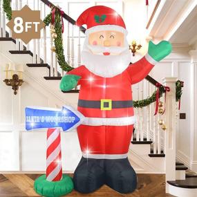 img 3 attached to 🎅 Fashionlite 8ft Christmas Inflatable: Santa Claus Yard Decorations with Workshop Sign & LED Lights - Xmas Indoor/Outdoor Home Garden Family Prop Lawn Decoration