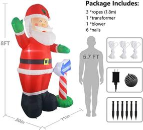 img 2 attached to 🎅 Fashionlite 8ft Christmas Inflatable: Santa Claus Yard Decorations with Workshop Sign & LED Lights - Xmas Indoor/Outdoor Home Garden Family Prop Lawn Decoration