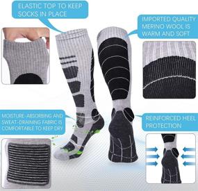 img 2 attached to 🧦 High-performance Merino Wool Knee High Ski Socks for Men and Women - Ideal for Winter Sports, Snowboarding, and Hunting