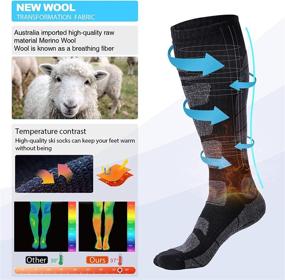 img 3 attached to 🧦 High-performance Merino Wool Knee High Ski Socks for Men and Women - Ideal for Winter Sports, Snowboarding, and Hunting