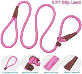 img 2 attached to 🐕 SEPXUFORE Rope Slip Lead Dog Leash: Heavy Duty 1/2” by 5ft Solid Colors 7+ Climbing Nylon Round Training Leash for Medium and Large Dogs