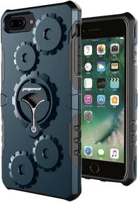 img 4 attached to 🔵 Premium Navy Blue Armor Case with Kickstand and Separable Adjustable Sport Running Armband, Including Key Holder Strap and Earphone Line Tie, Compatible with iPhone 7/8 Plus