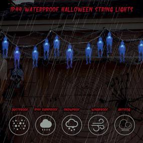 img 2 attached to 💀 Skeleton Skull Lights: Spooky Halloween Decorations with 15-LED Battery Operation (Blue) for Indoor & Outdoor Use