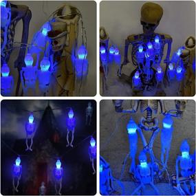 img 1 attached to 💀 Skeleton Skull Lights: Spooky Halloween Decorations with 15-LED Battery Operation (Blue) for Indoor & Outdoor Use