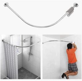 img 4 attached to 🚿 Adjustable Stainless Steel L Shaped Corner Shower Curtain Rod - Drill-Free Install for Bathroom, Bathtub, Clothing Store (35.5"-51.2" x 35.5"-51.2")