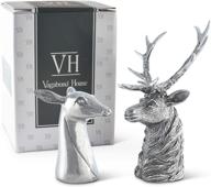 🦌 vagabond house pewter metal stag and doe salt & pepper shakers: artisan handcrafted, refined cabin lodge decor, heirloom quality логотип