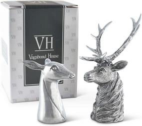 img 4 attached to 🦌 Vagabond House Pewter Metal Stag and Doe Salt & Pepper Shakers: Artisan Handcrafted, Refined Cabin Lodge Decor, Heirloom Quality