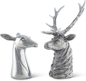 img 3 attached to 🦌 Vagabond House Pewter Metal Stag and Doe Salt & Pepper Shakers: Artisan Handcrafted, Refined Cabin Lodge Decor, Heirloom Quality