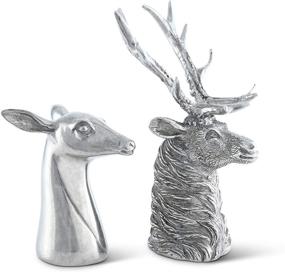 img 1 attached to 🦌 Vagabond House Pewter Metal Stag and Doe Salt & Pepper Shakers: Artisan Handcrafted, Refined Cabin Lodge Decor, Heirloom Quality