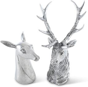 img 2 attached to 🦌 Vagabond House Pewter Metal Stag and Doe Salt & Pepper Shakers: Artisan Handcrafted, Refined Cabin Lodge Decor, Heirloom Quality