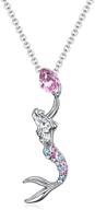 💎 stunning mermaid pendant necklaces: white gold plated with austrian crystal birthstone - perfect jewelry gift for women and teens logo