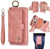 👜 aifengcase pink leather wallet phone case for samsung galaxy s20 fe - clutch zipper pouch with card holder & magnetic detachable back cover logo